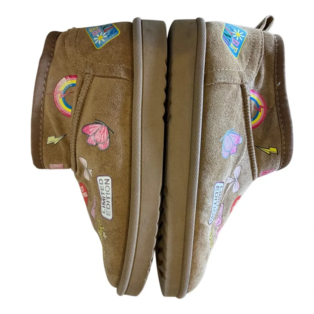 Steve Madden Girls Patchwork Sherpa Boots Y2K Cozy Rare Discontinued Size 4